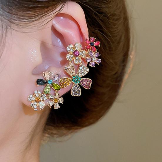 1 шт. Клипса на ухо Серьга Декор в форме красочного цветка Клипса на кость уха Яркий цвет Женская универсальная серьга