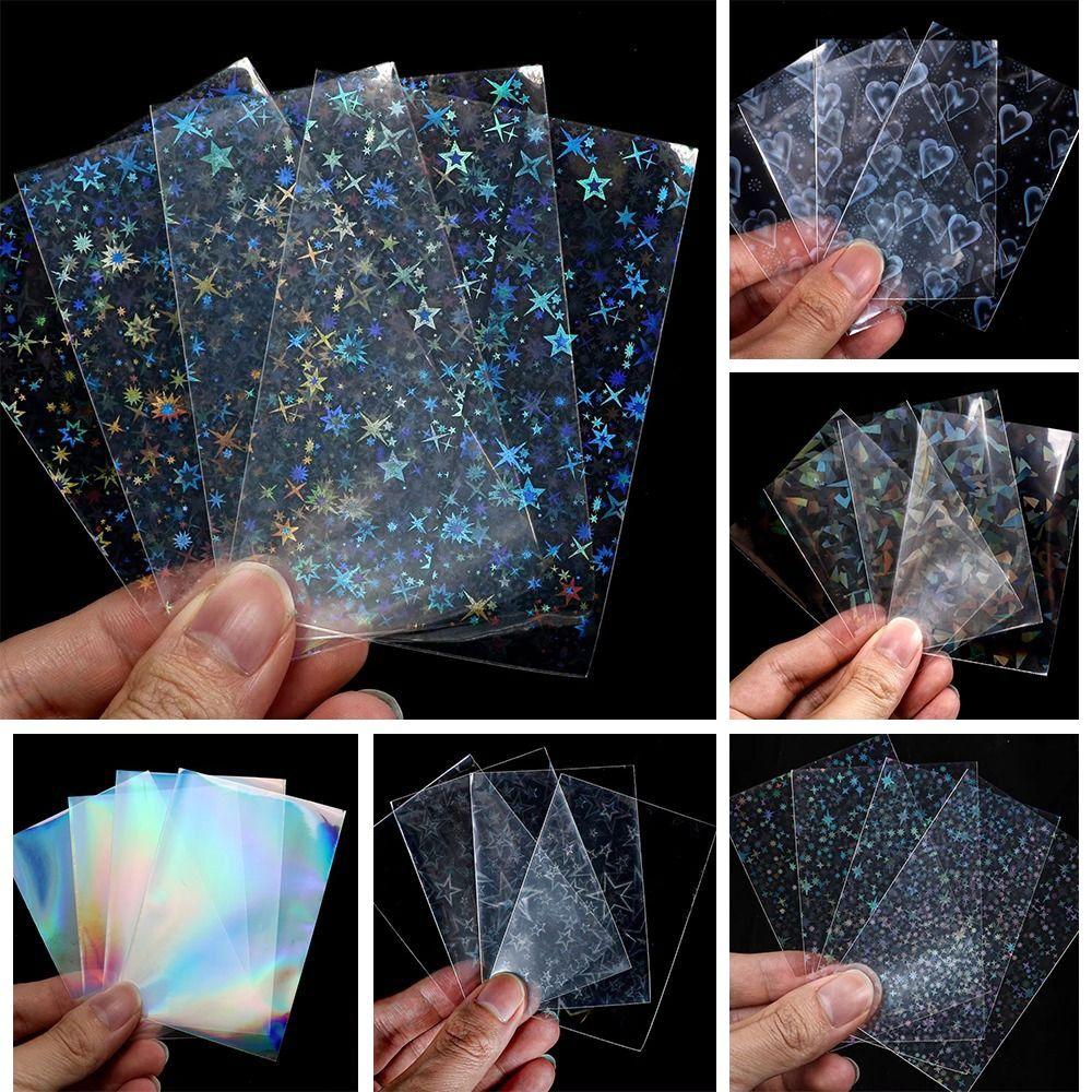 50 шт. Лазерные карманчики для карт Защитная пленка для фотокарточек для K-pop, Защитные планшеты для настольных игр, Карты Таро, Фотокарточки