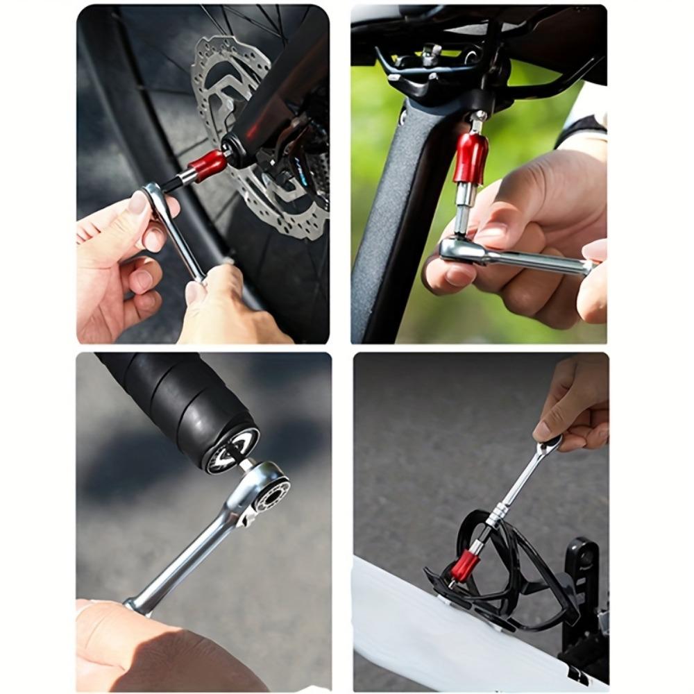 Набор велосипедных трещоточных ключей, Портативный велосипедный инструмент, Многофункциональный инструмент, Складной набор шестигранных ключей и отверток, Шестигранный ключ с рычагом для бортировки шин