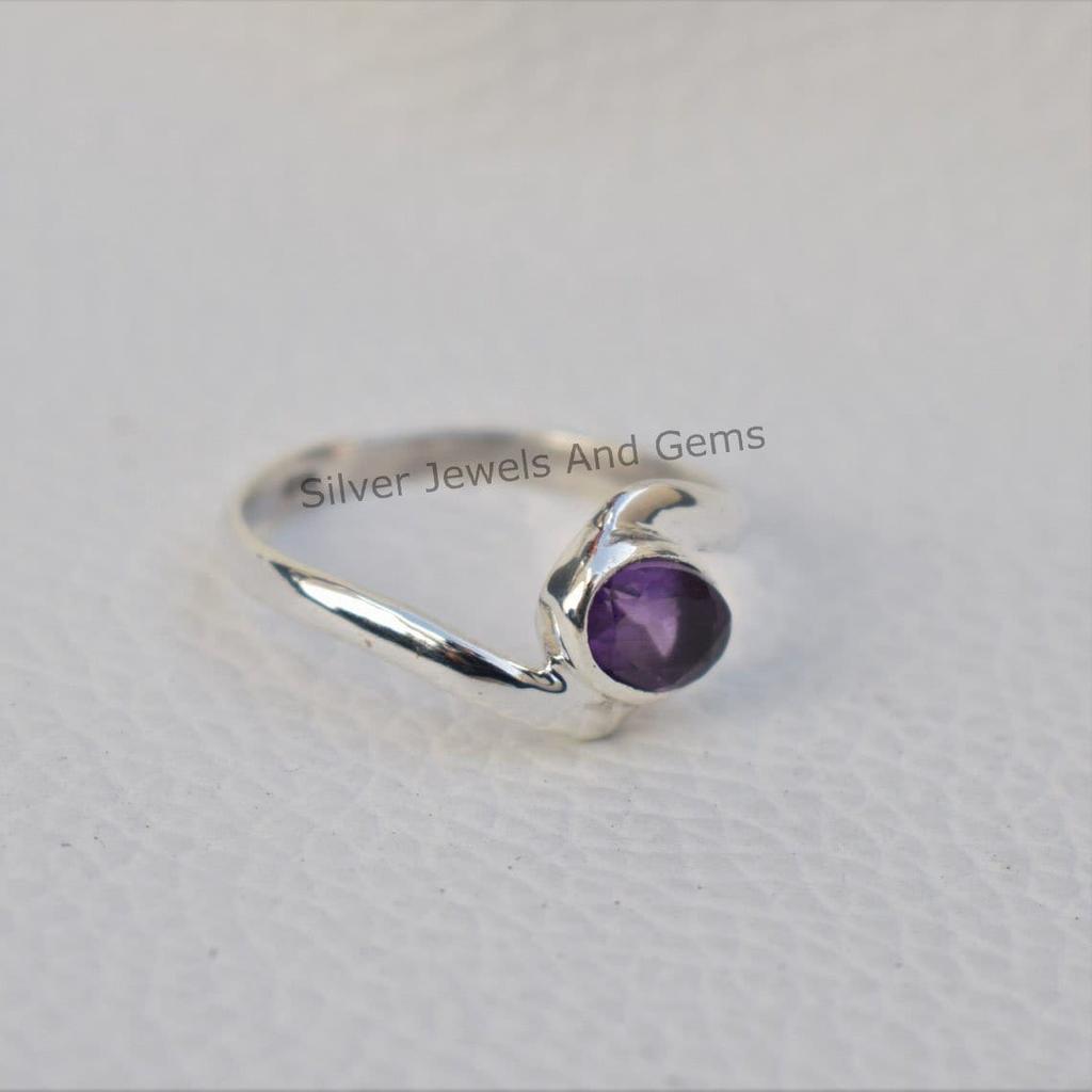 Natural Amethyst Ring, Handmade Dainty Ring, 925 Sterling Silver Ring, Oval Amethyst Ring, Gift for her, February Birthstone