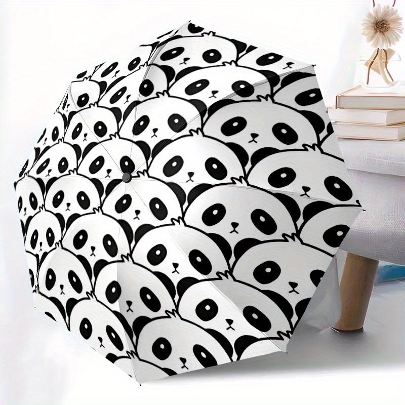 1pc Panda Pattern Automatic Open/close, All-Season Portable Folding Umbrella, Travel, Everyday, Formal Events - Compact Luxury Parasol, Outdoor Access