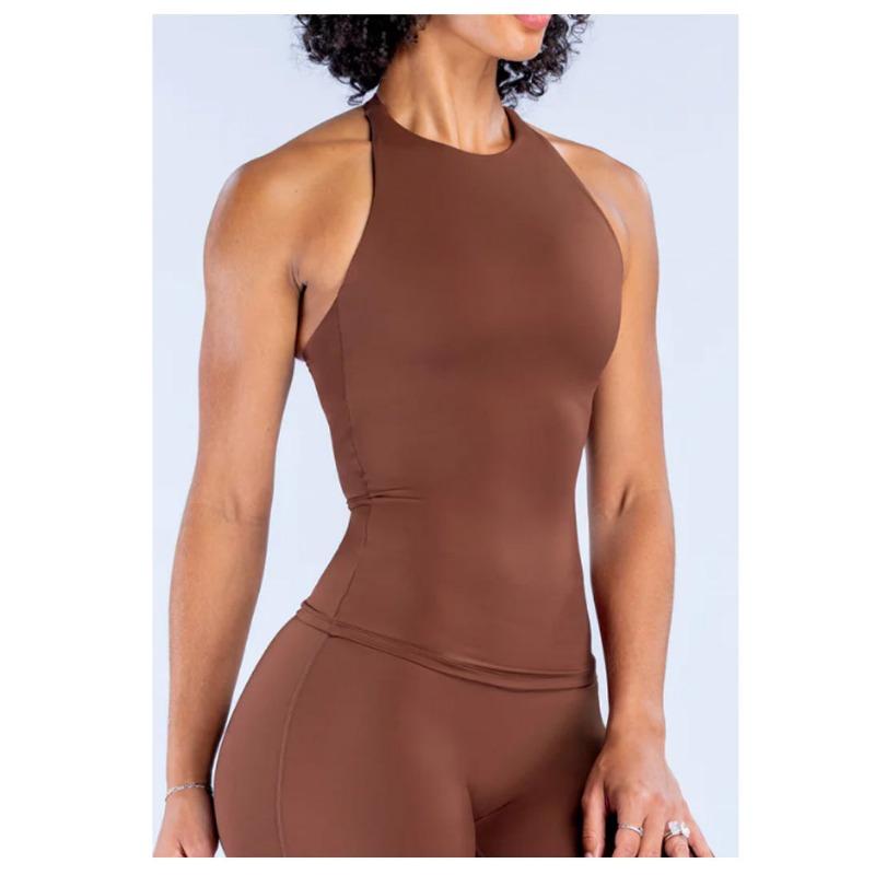 Women S Double Strap Yoga Tank Top High Neck Quick Dry Fitness Vest