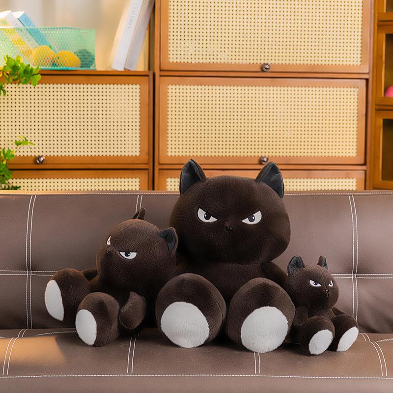 Новая милая мультяшная кукла-кошка, крутая плюшевая игрушка-кошка, черная кукла-кошка, подушка, детский подарок на день рождения