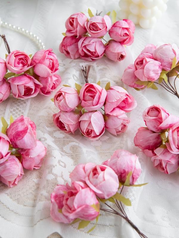 Artificial Flowers Silk Mini Bouquet High Quality Outdoor Garden Wedding Wreath Home Room Table Decora Scrapbook Bridal Diy Gift