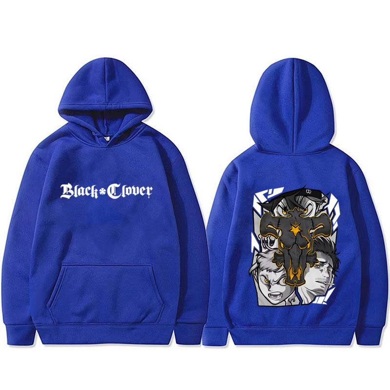 Manga Black Clover Graphic Printed Hoodies Vintage Oversized Hooded Sweatshirt Long Sleeves Soft Hoodie Men Women Clothes