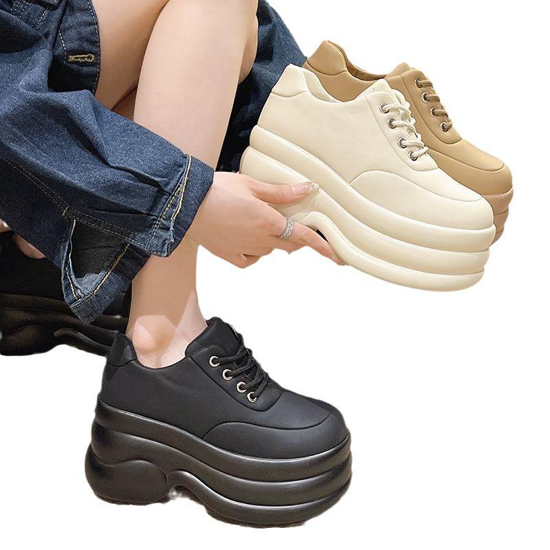 Autumn New 8cm Height Increasing Insole Women's Shoes Thick-Soled High-Heeled Sports Casual Shoes All-Matching High Heel Platform Pumps