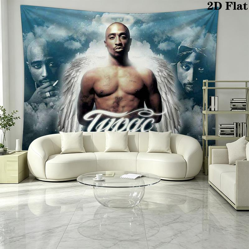 Tupac Poster Wall Tapestry Aesthetic Wall Hanging Printed Fabric Blanket Decorative Tapestries for Bedroom Living Room Home Decor