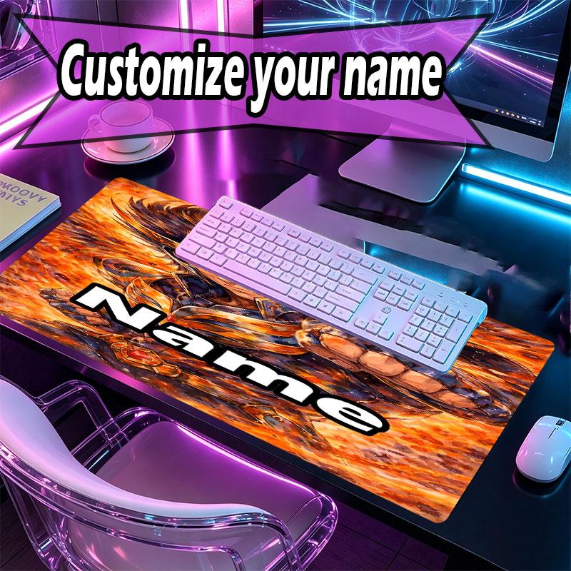Custom Name Personalized Saint Seiya Pattern Mousepad, Laptop PC Desk Mat, Decorative Desk Mat for Home Keyboard Pad Gift