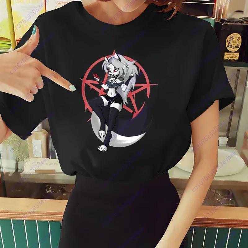 Женская футболка Helluva Boss Летняя футболка с коротким рукавом и принтом жевания Забавная футболка Харадзюку Топы Мужская футболка Уличная одежда