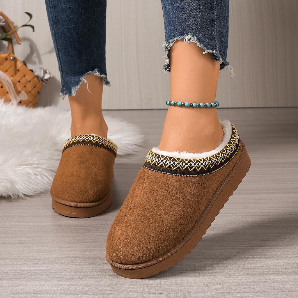Fashion Winter Women Slippers 2025 New Comfortable Outdoor Slides Women Warm Thick Sole Shoes Women Trend Covered Half Mop Warm Slippers