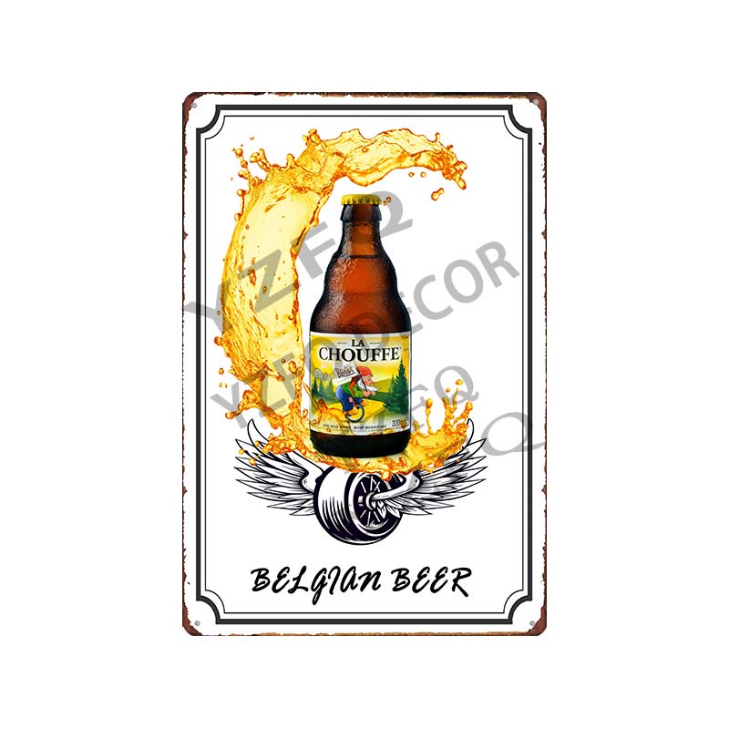 30x20 см Жестяная вывеска с пивом Hoegaarden Orval Chouffe - Винтажная металлическая табличка, Идеально подходит для Декора Стены Бара/Паба/Кухни/Дома/Кофейни, Постер