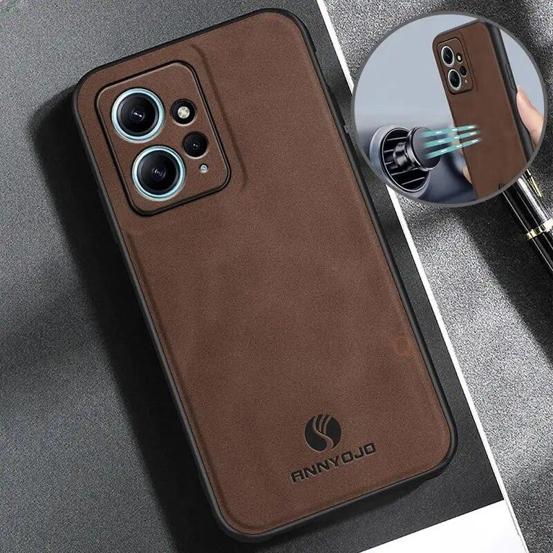 Redmi12 Роскошный кожаный чехол из овчины для Xiaomi Redmi Note 12 Pro Plus 4g 5g Мужской деловой винтажный магнитный чехол Note12 12pro