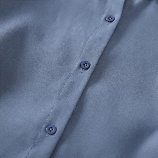 Women Casual Shirt Lapel Lantern Long Sleeve Baggy Shirt Solid Color Single Breasted Shirt Tops Streetwear