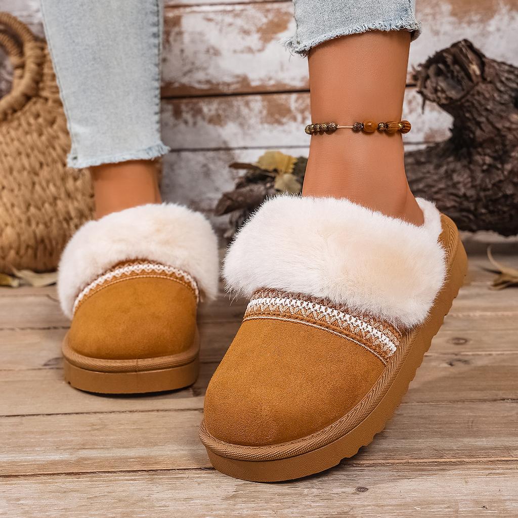 Fashion Women Slippers 2025 New Comfort Fur Platform Slippers Winter Warm Cotton Shoes Woman Fashion Fluffy House Slippers Slides Women