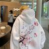 2025 Новые Мультяшные Худи с Графикой Бабочек и Сакуры для Мужчин, Уличные Принтованные Худи Y2K, Хлопковый Флис, Оверсайз Худи
