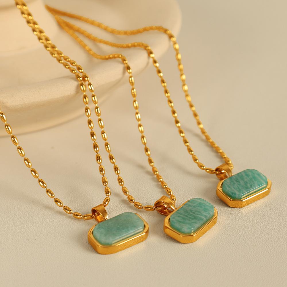 Yori Fashion Натуральный камень Подвеска Ожерелье Позолота 18K Гипоаллергенная Нержавеющая сталь Повседневное ношение Украшения Новое