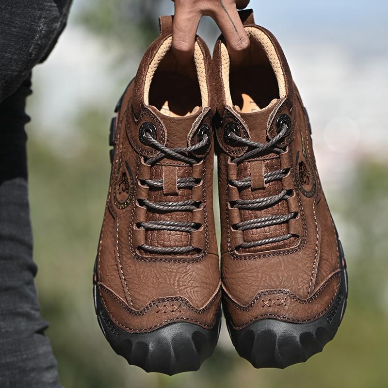 Осенние/зимние кожаные ботинкиМужские походные ботинки с высоким верхом из плюшевой кожи и хлопка для активного отдыха, большой размер 39-46