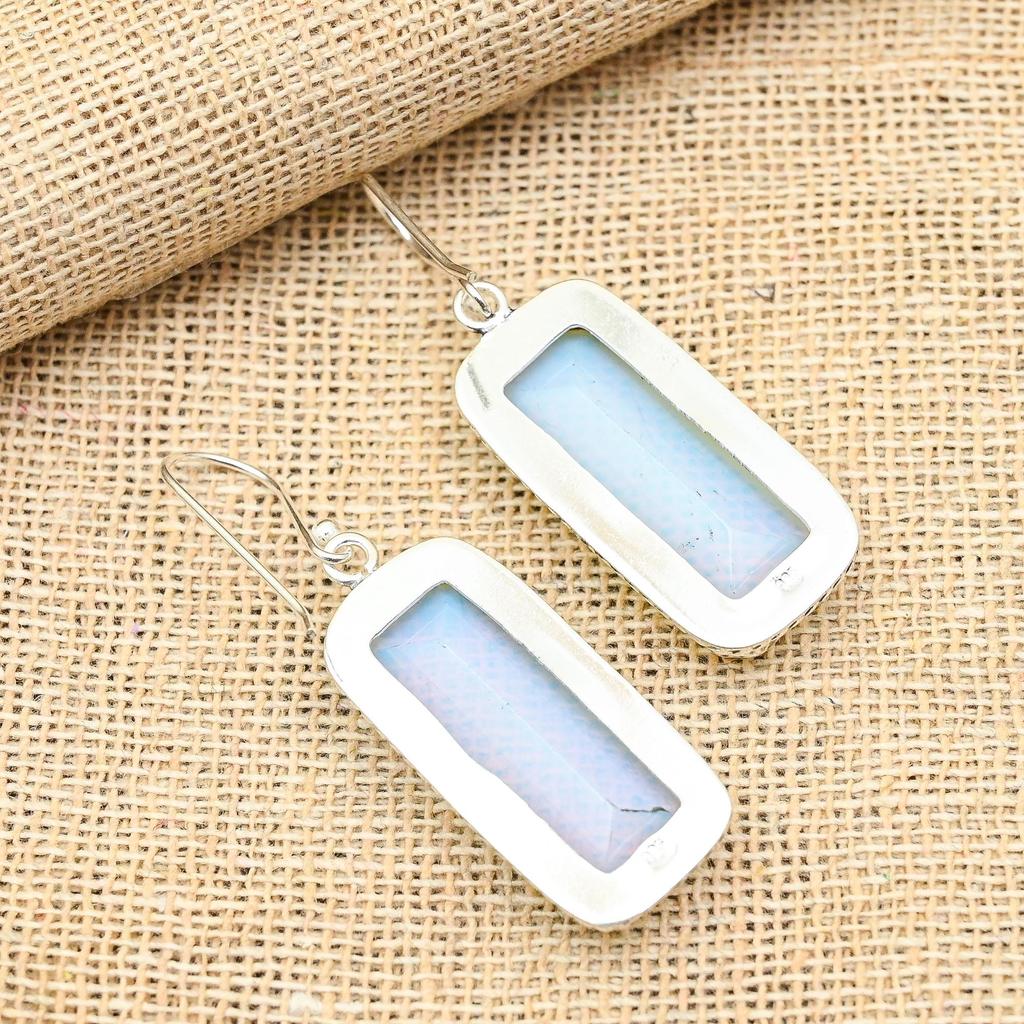 Milky Opal Gemstone Handmade 925 Sterling Silver Jewelry Lovely Earrings For Women