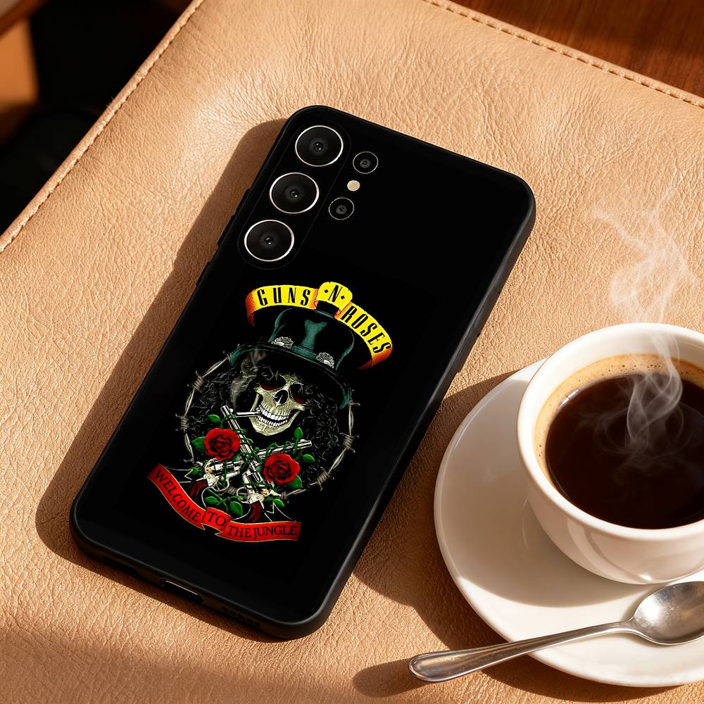 Чехол для телефона Band G-Guns N Roses для Samsung S26, S25, 24, 23, 22, 30, 21, 10, 9, Ultra, Plus, Lite, Черный Мягкий Чехол