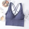 Women Vest Bra Cross Back V Neck Push Up Padded No Steel Ring Detachable Chest Pads Solid Color Yoga Bra Female Underwear