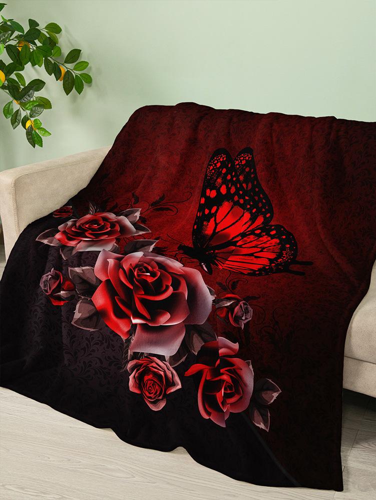 Flannel Blanket Animal Butterfly Dark Wind Blanket Crystal Fleece Blanket Spring and Autumn