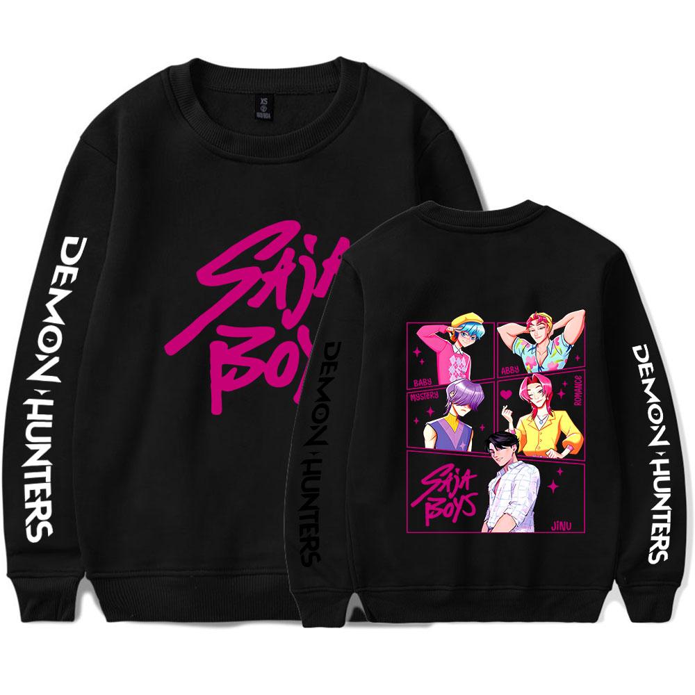 KPop Охотники на демонов Saja Boys Мультяшный Фильм Круглый вырез Длинный рукав Уличная одежда Мужчины Женщины Пуловер Толстовки