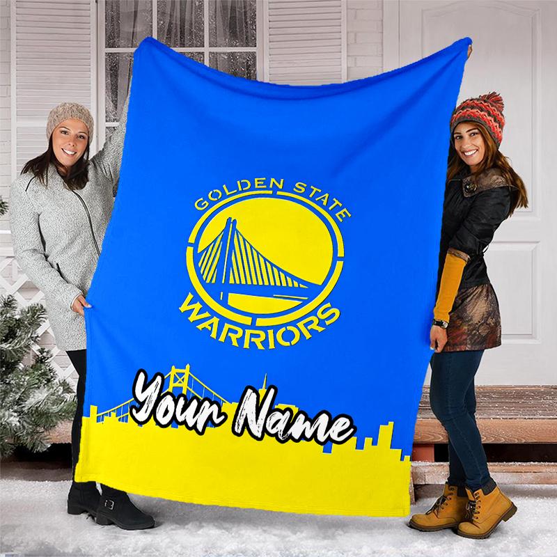 Custom Name Warriors Theme Printed Blanket - Perfect for Couch, Bed, Travel & Outdoor Use | Machine Washable, Cozy & Durable.