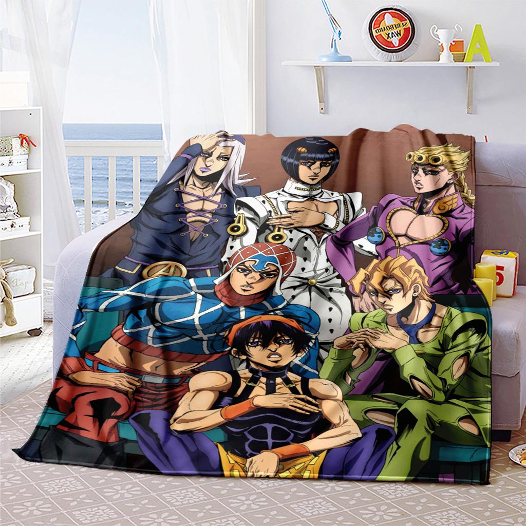 Jojos Bizarre Adventure Anime Characters Plush Blanket Suitable All Seasons Soft Comfortable Sofa Office Nap Travel Festive Gift