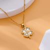 Four Leaf Clover Stainless Steel Necklaces For Women Green Zircon Gold Quality Jewelry Pendant Necklace Gift