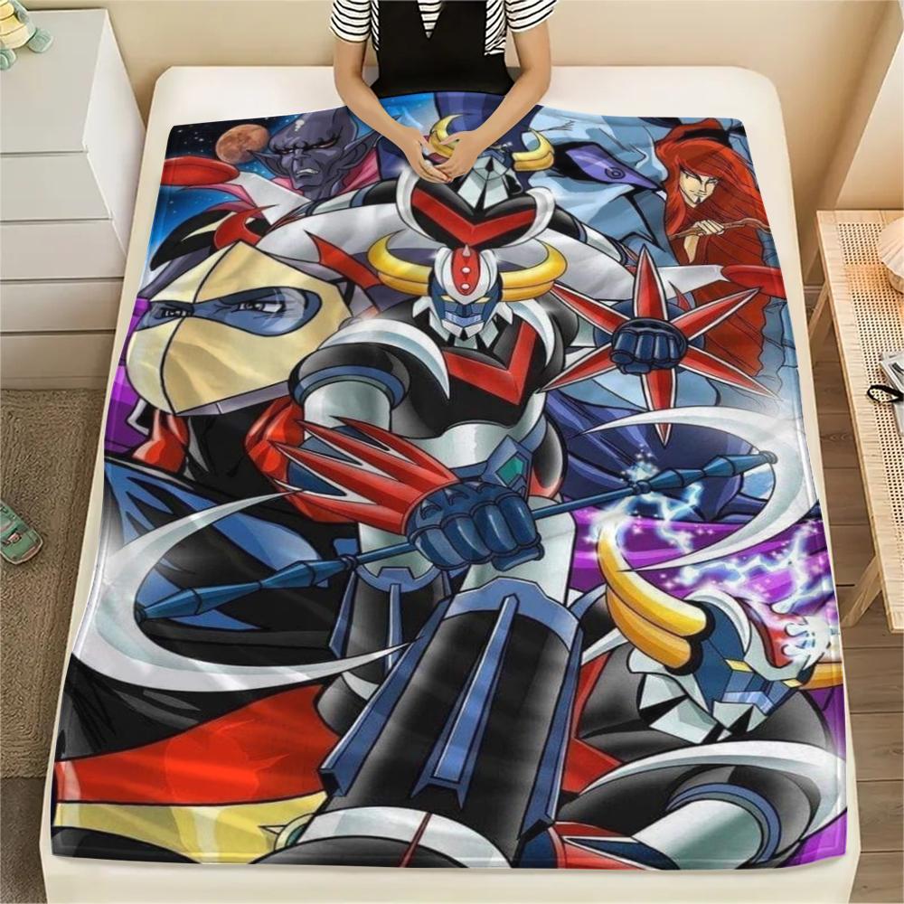 1Pc Grendizer Goldorak Print Flannel Blanket, High quality Comfortable for All Seasons, Home Decor, Warmth and Comfort, Perfect for Christmas Gifts 51