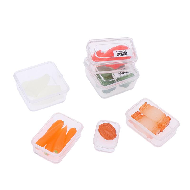 1Box 1:12 Dollhouse Miniature Vegetable Seafood Food Model Shark Fin/Abalone/Shrimp/Pork Belly/Carrot/Broccoli Kitchen Decor Toy