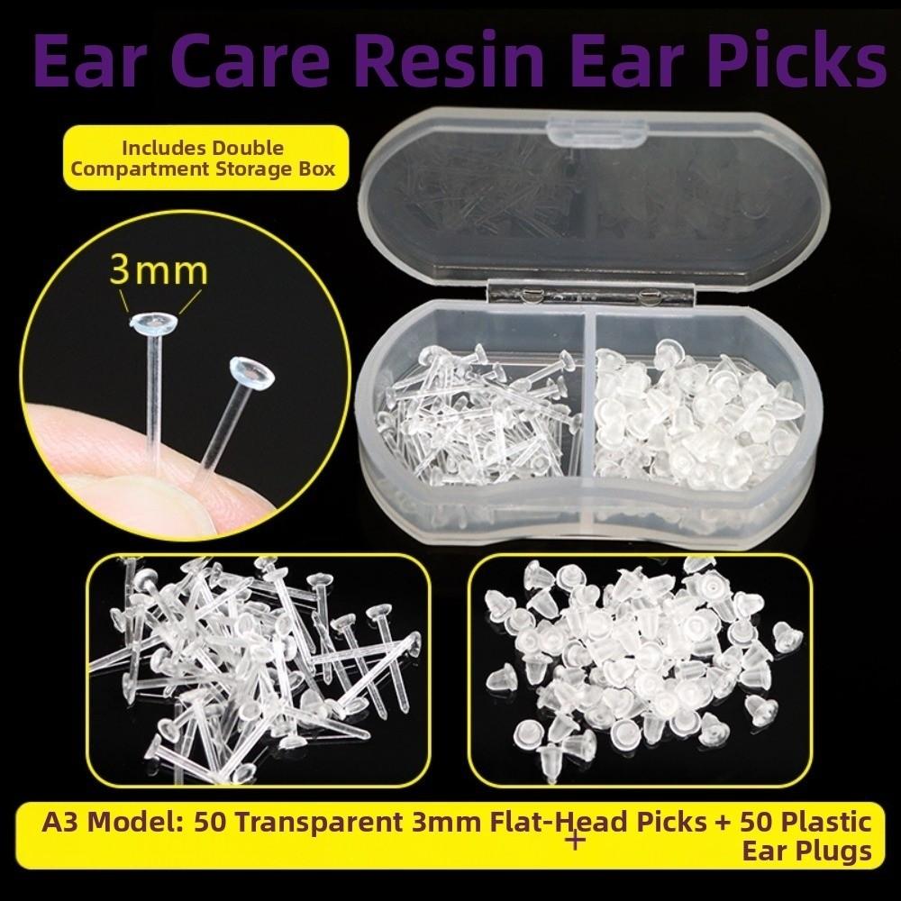 50Pcs Lightweight Resin Stud Earrings Hypoallergenic Ear Needle Glue Stick For New Piercing