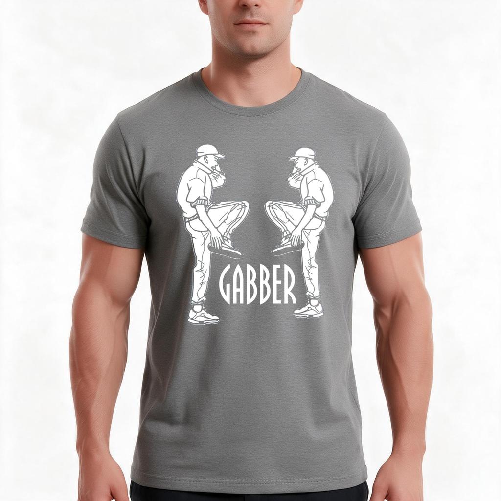Gabber TShirt Summer Casual Cotton Tee Oversized Streetwear Tops Vintage Graphic Print Loose Fit Short Sleeve Cotton