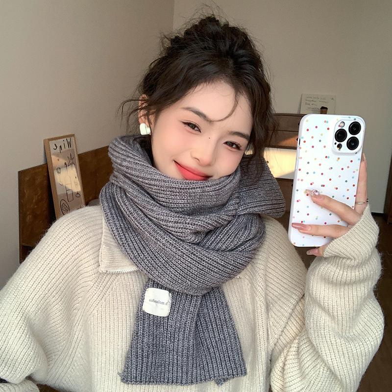 New Red Knitted Scarf Men's and Women's Winter Christmas Student Couple Versatile Thickened Wool Scarf