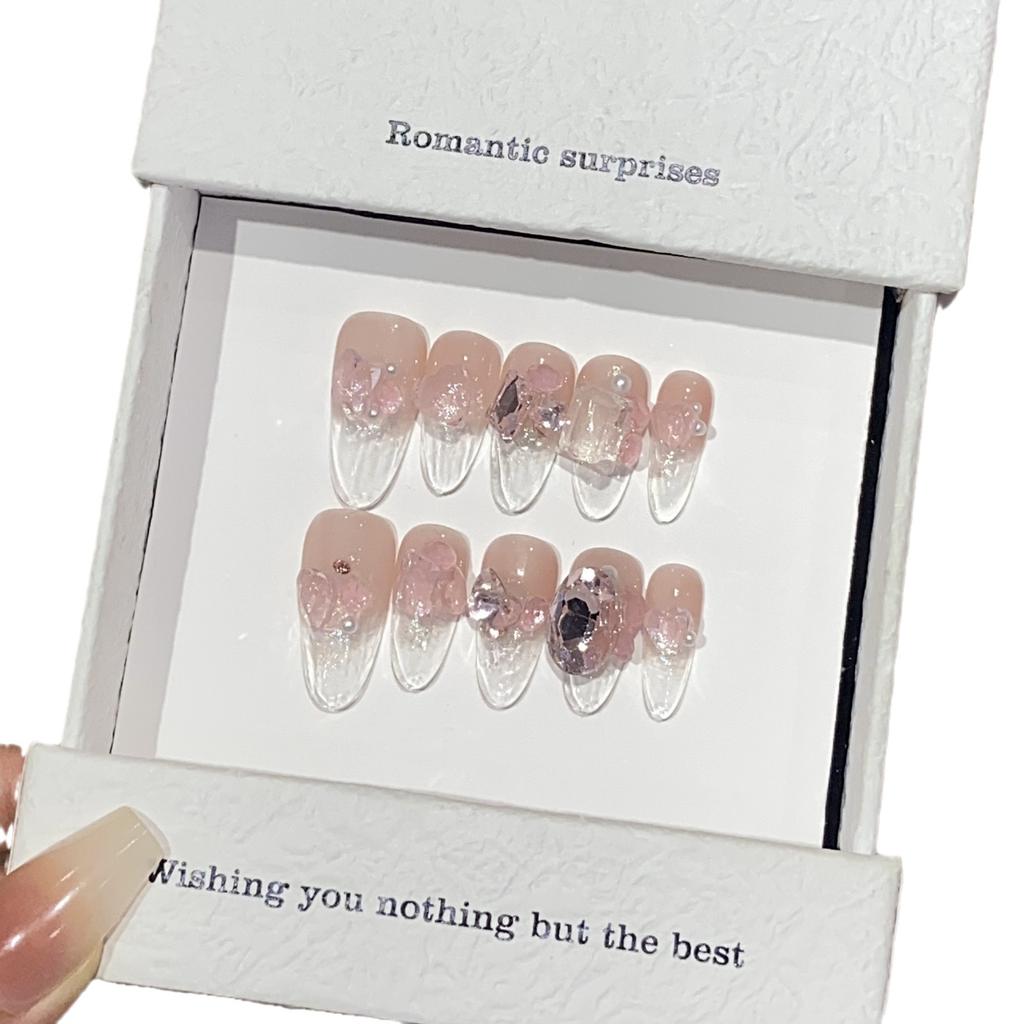 Градиент Прозрачный Нижний Квадратный Дрель Французский Розовый Бабочка Любовь Бриллиант Ледяной Дрель Нашивка Носить Броню