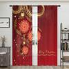 2 Pieces, Red Classic Christmas Ball Curtains -30% Blackout - Suitable for Living Room, Bedroom, Kitchen, Home Decoration