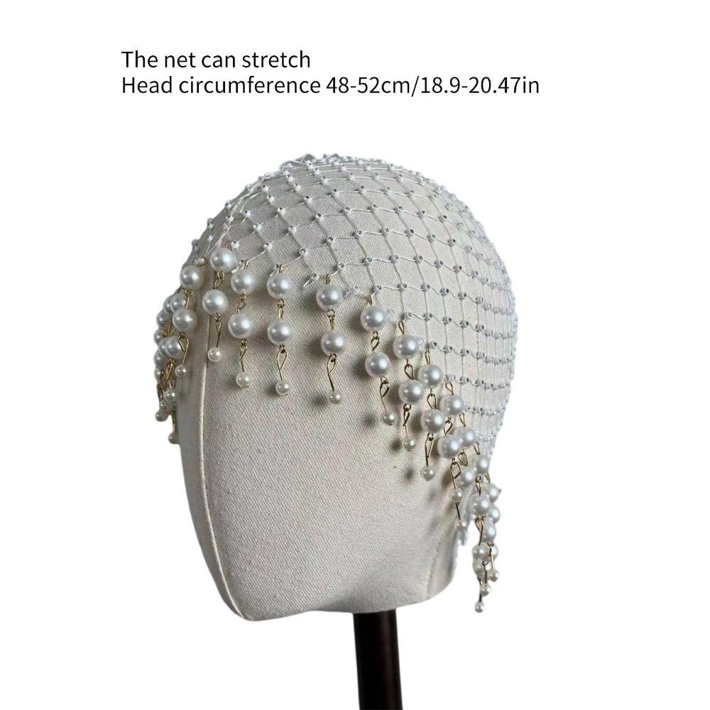 Exquisite Pearls Tassels Headwear Handmade Women Hat Fashion Pearls Tassels Hair Hat  For Ladies