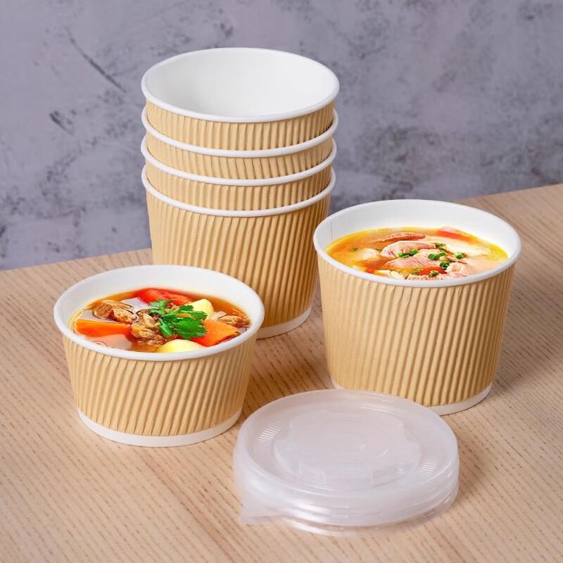 Disposable Corrugated Kraft Paper Bowls with Lids