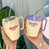 400ml Coffee Mug with Straw and Handlle Insulated Mug New Iced Coffee Cup  Drinkware