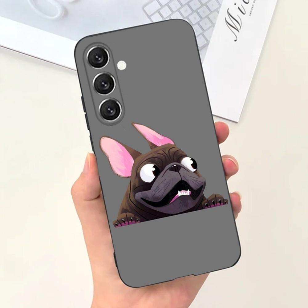 Чехол для телефона с собакой французский бульдог для Samsung S25, S24, S21, S22, S23, S30, Ultra, S20, Plus, Fe, Lite, Note, 10, 9, 5G Черный