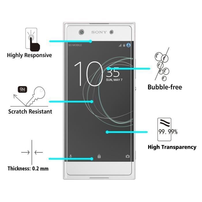 Защитная пленка для экрана - Phonillico® - Sony Xperia XA1 - Набор из 3 штук - Закаленное стекло - Устойчив к царапинам