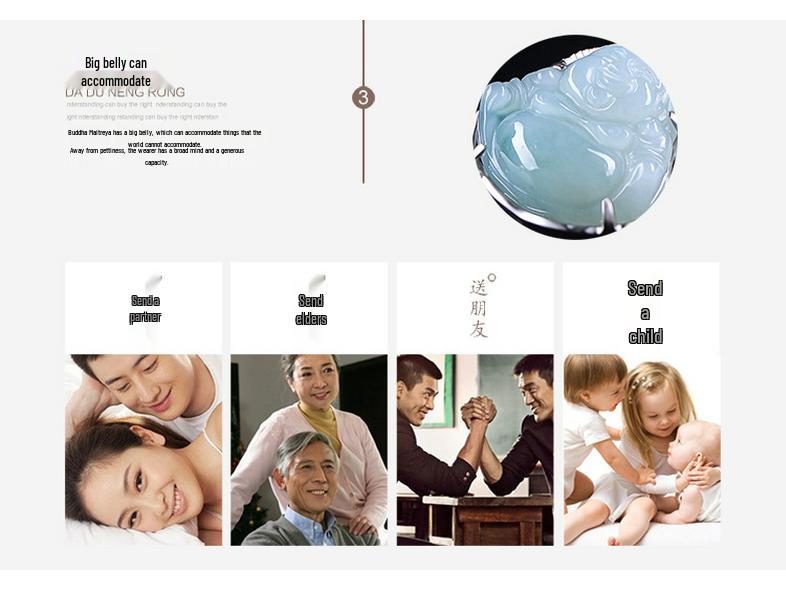 Подвеска-ожерелье из стерлингового серебра 925 пробы с жадеитом в виде Будды Майтреи с улыбающимся лицом