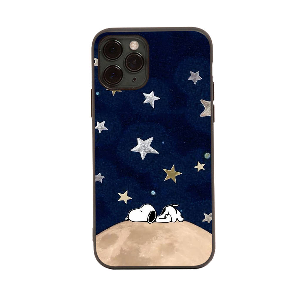 SM17 Snoopy Black Sofe Case for Samsung Note 20 Lite S24 Ultra S23 A03 A05 A06 A11 A71 A15 A16 A13 A24 A25 A33 A52 A53 A50 M55 M35 Plus