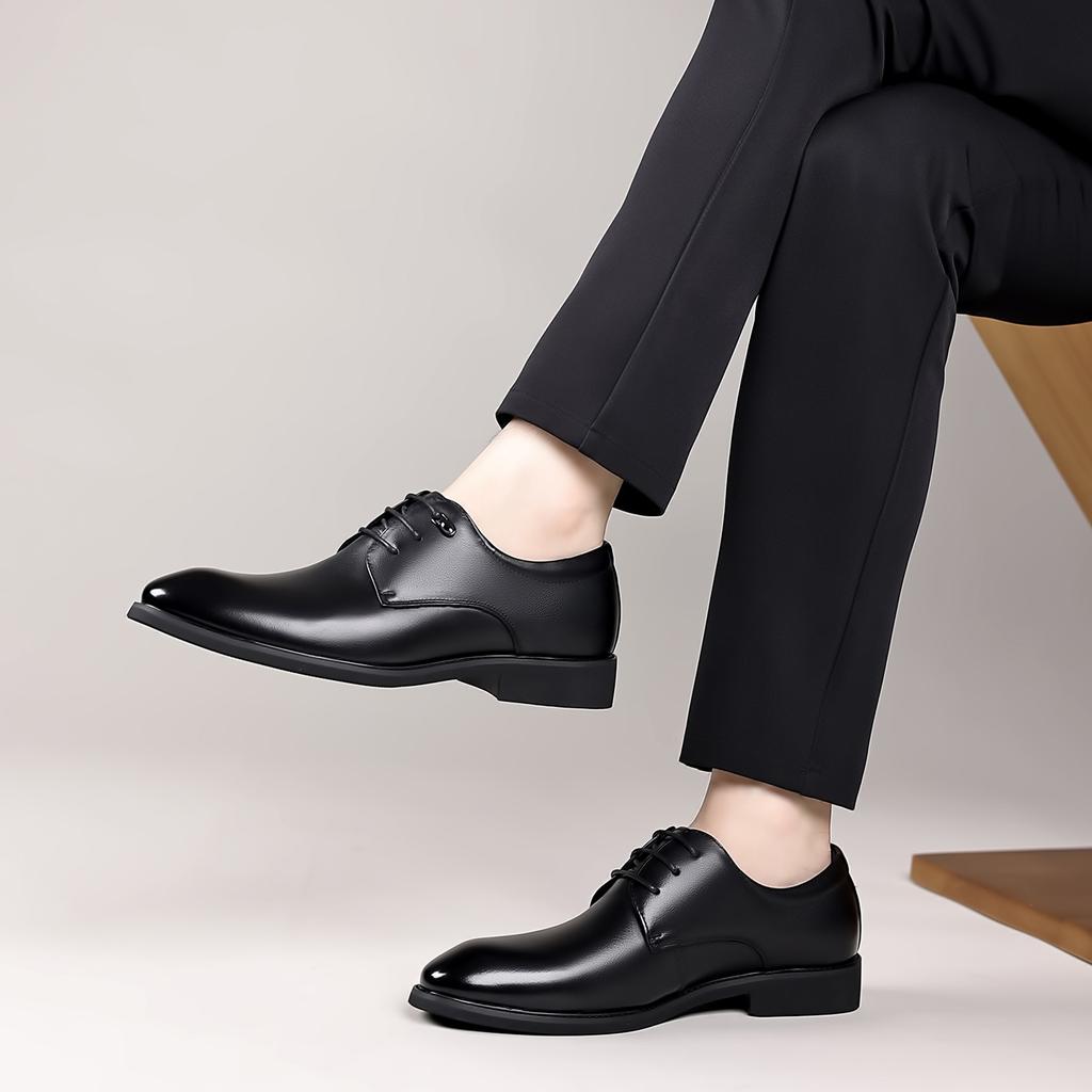 The First Layer of Cowhide New Men's Leather Shoes Business Dress Genuine Leather Wedding Shoes Commuting British Style Breathable Men's Shoes Large