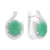 Серебряные серьги с натуральным изумрудом 6.058ct, фианитами (2163374)