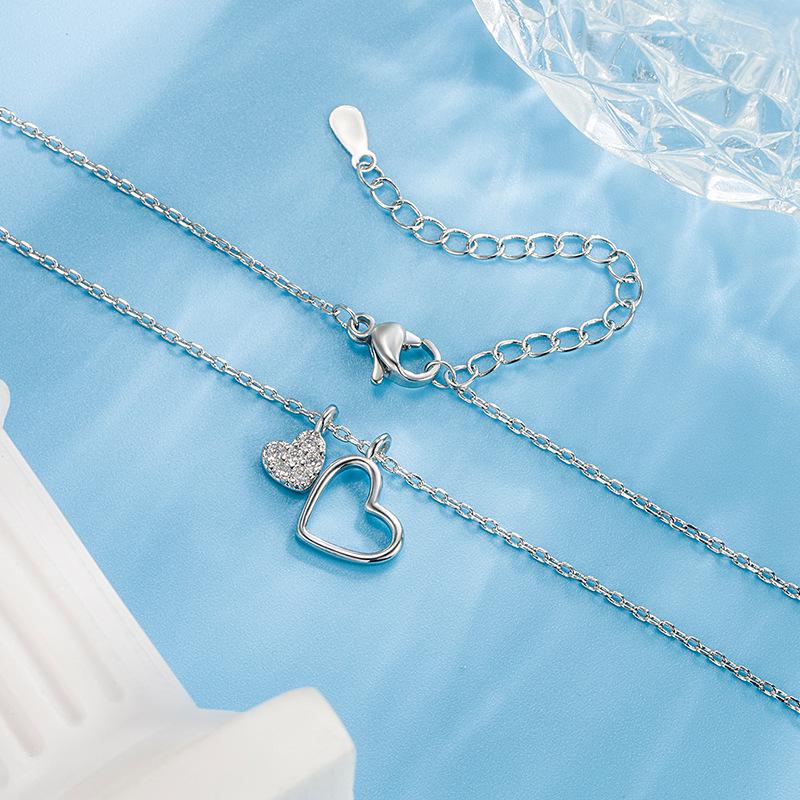 Ожерелье с бриллиантом «Сердце к сердцу» для женщин - Стильная роскошная цепочка для ключицы, Идеальный подарок для лучшей подруги