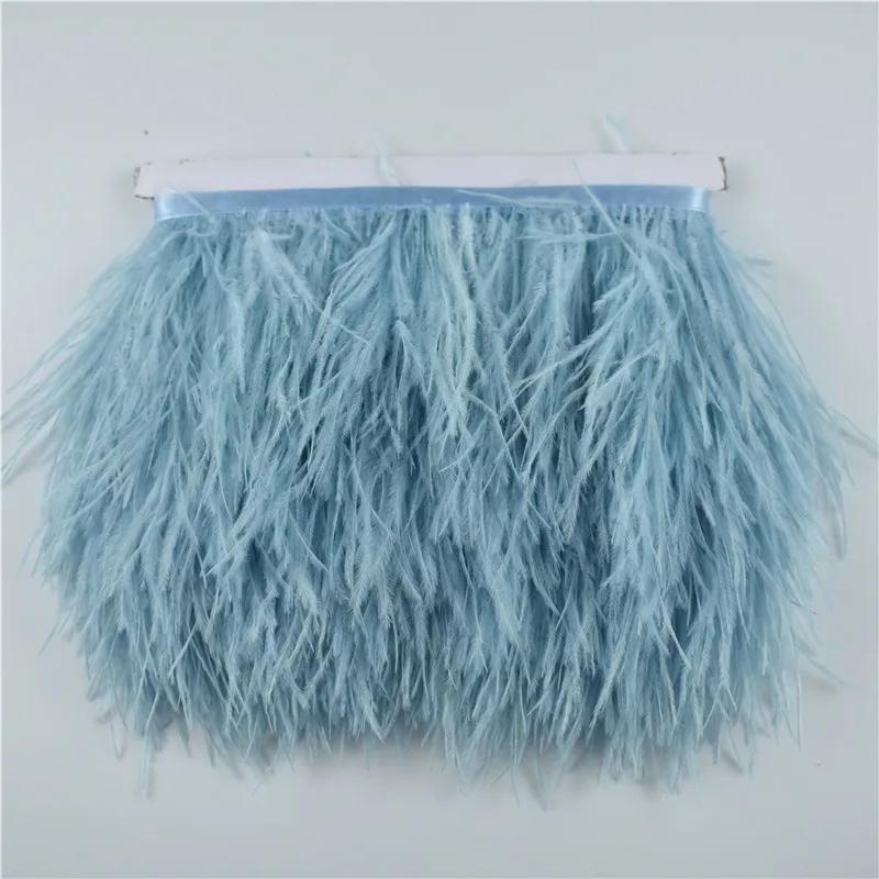 Feather1M 5M 10Meter 8-10CM Light Blue Ostrich feather trims ribbon Skirt DIY Clothing Black White Ostrich feathers For Crafts Plumes