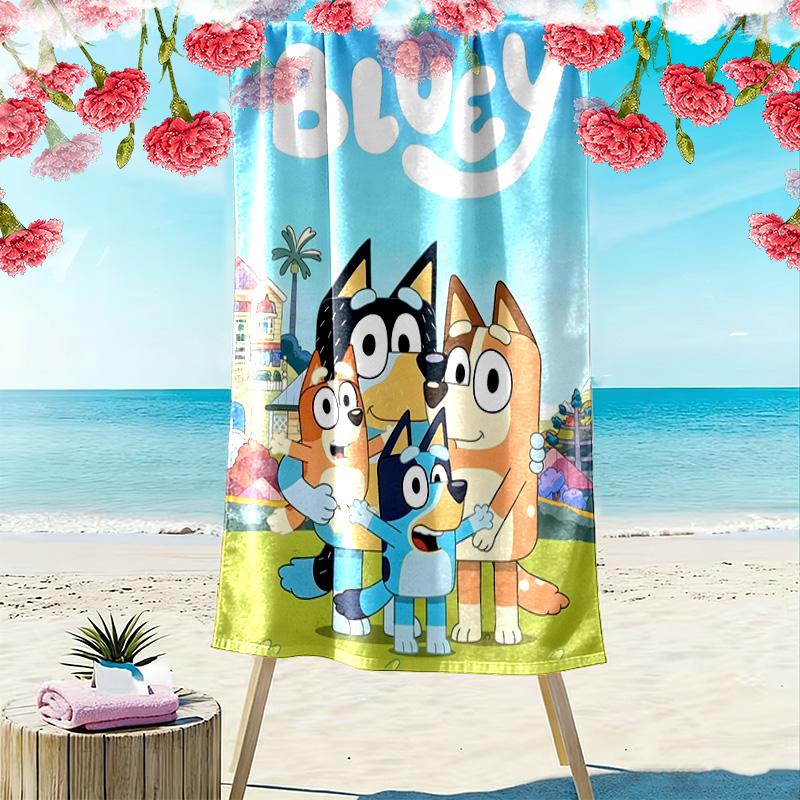 Bluey Cartoon Print Beach Towel, Large Soft Quick Dry Towel for Beach Camping Swimming