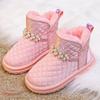 Теплые зимние сапоги для девочек, модные сапоги принцессы из хлопка для малышей