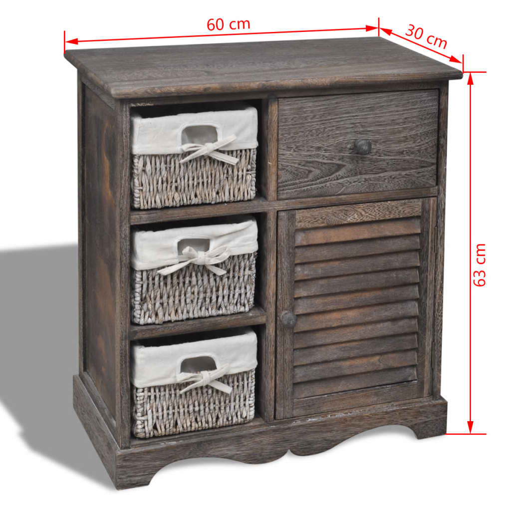 3 Basket Chest of Drawers in Brown